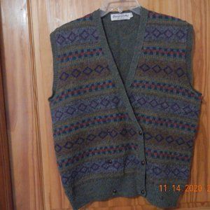 Vintage Retro Casual Work Church Sweater Vest sz L (msw2)